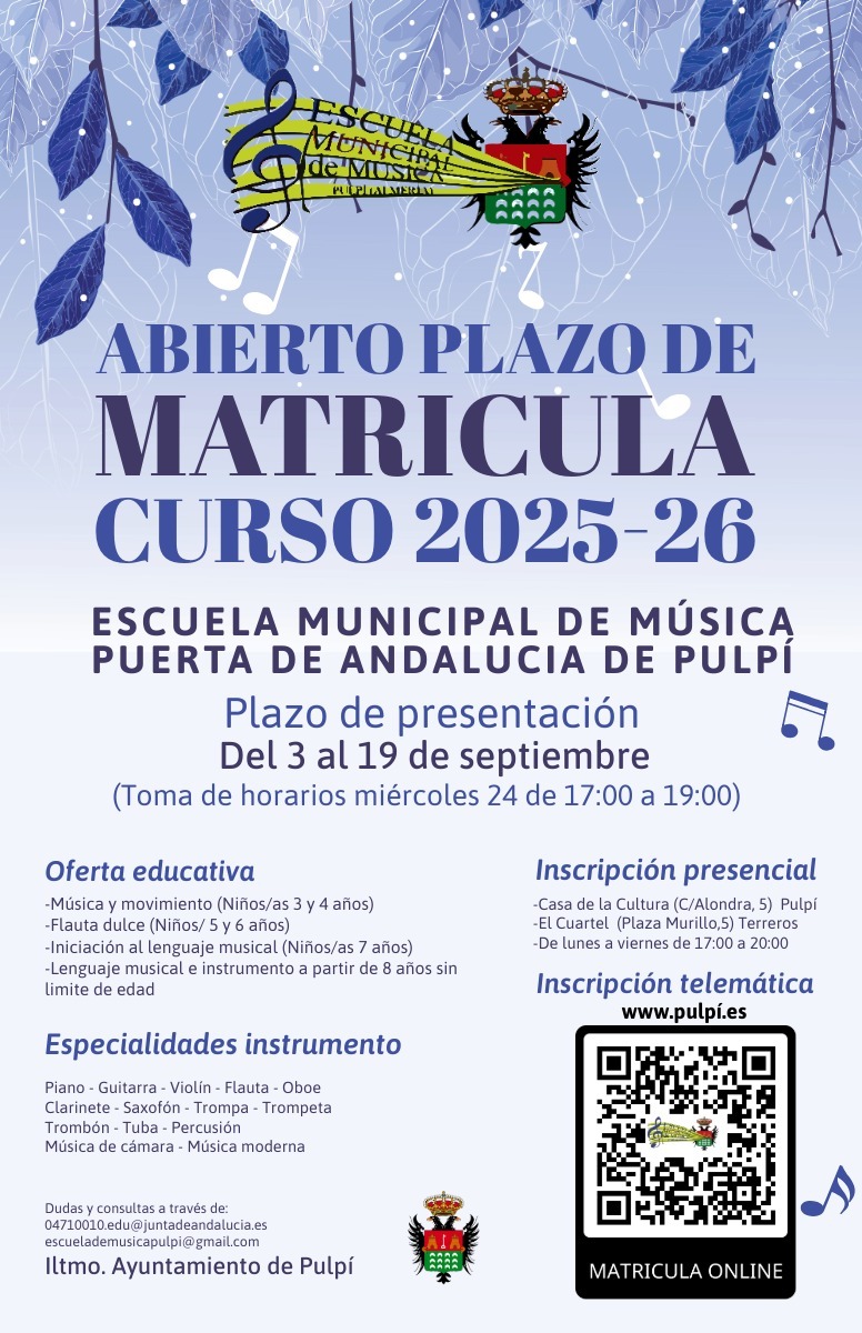 ABIERTO PLAZO MATRICULA CURSO 2025-26